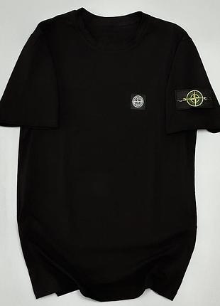 Фирменная черная футболка stone island s-xxl