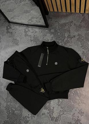 Костюм stone island черный для мужчин анорак и штаны s-xxl демисезонный