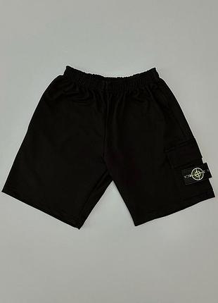 Черные шорты stone island s-xxl летние