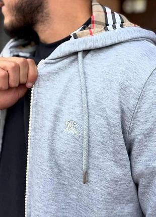 Брендовое зип худи burberry серого цвета s-xl