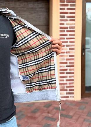 Серая толстовка на молнии burberry s-xl демисезон