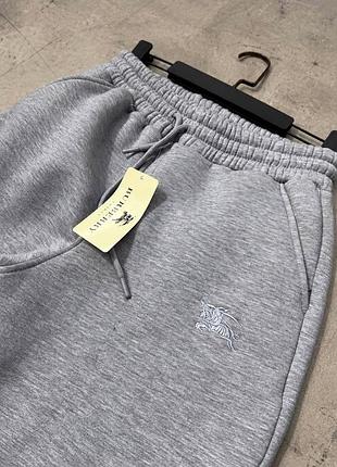 Штани burberry сірі на флісі s, m, l, xl, 2xl весна, осінь, зима