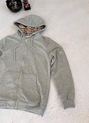 Серая кофта на молнии burberry s, m, l, xl демисезон full zip