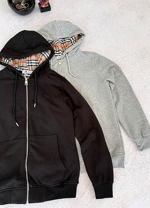 Демисезонная зипка full zip burberry серая размеры s-xl