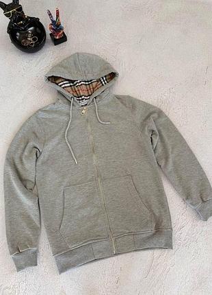 Full zip худи на молнии burberry серое s-xl демисезон