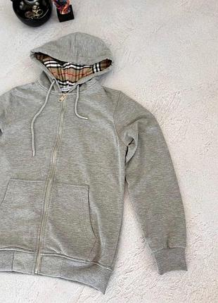 Серая толстовка full zip burberry s-xl демисезонная кофта