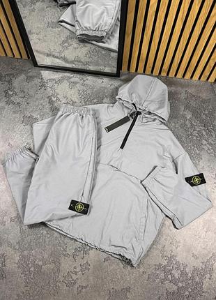 Демисезонный костюм спортивный stone island серый анорак s-xxl