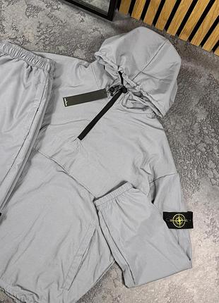 Серый анорак и брюки спортивные stone island s-xxl демисезон