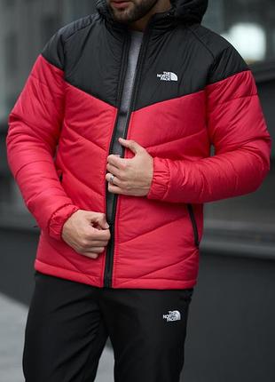 Черно-красная куртка мужская демисезонная tnf s-xl