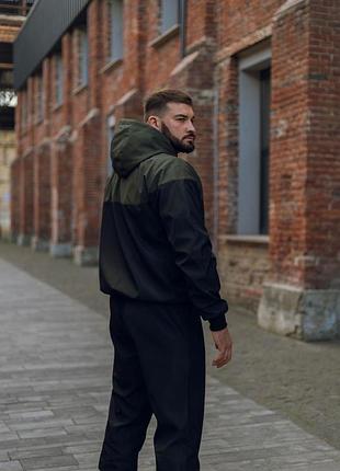 Хаки-черная ветровка windrunner president s-3xl демисезон