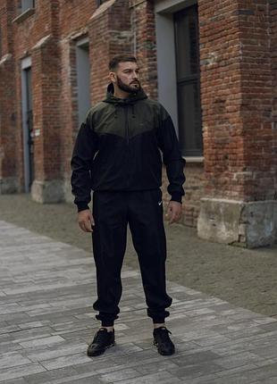 Демисезонная ветровка windrunner president хаки-черная s-3xl
