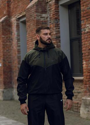Ветровка windrunner president s-3xl хаки-черная демисезон