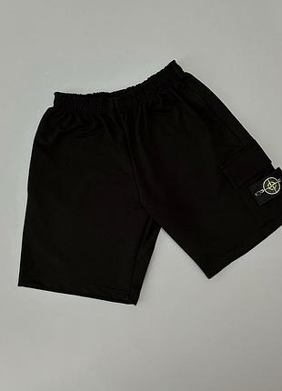 Шорты s-xxl черные stone island летние