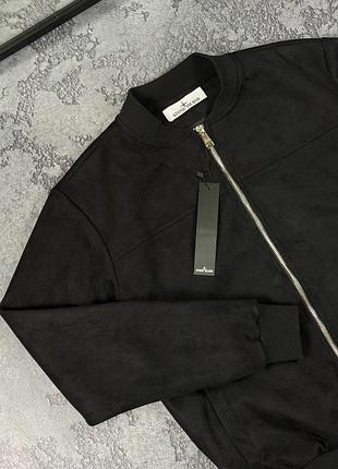 Черный демисезонный бомбер stone island s-xxl