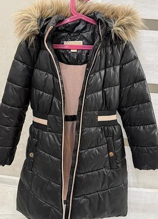 Пуховик michael kors чорний стьобаний з капюшоном та хутром