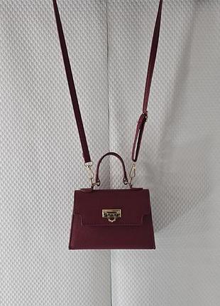 Жіноча вечірня сумка маленька бордова трапеція