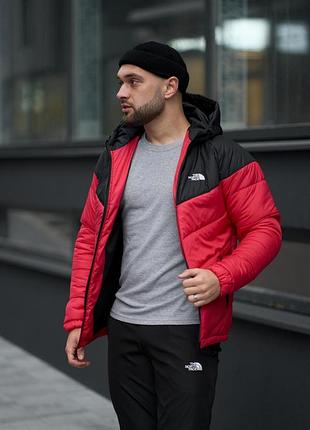 Черно-красная демисезонная куртка мужская tnf s-xl