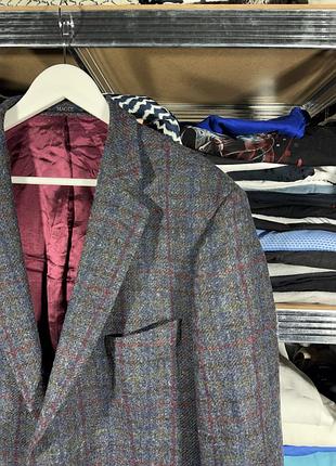Magee check wool tweed blazer jacket l size 4