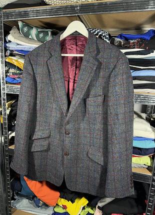 Magee check wool tweed blazer jacket l size 2