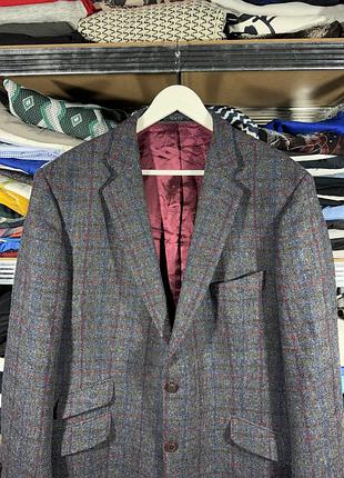 Magee check wool tweed blazer jacket l size 3