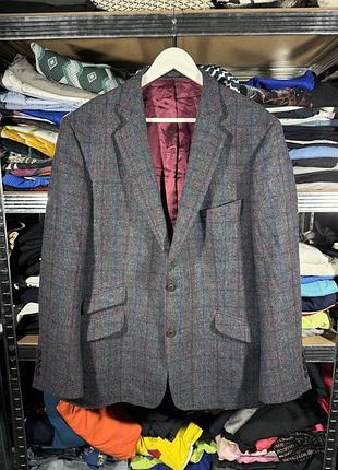 Magee check wool tweed blazer jacket l size