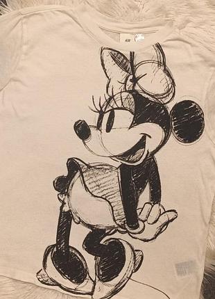 Футболка жіноча h&m disney молочна з принтом мінні маус