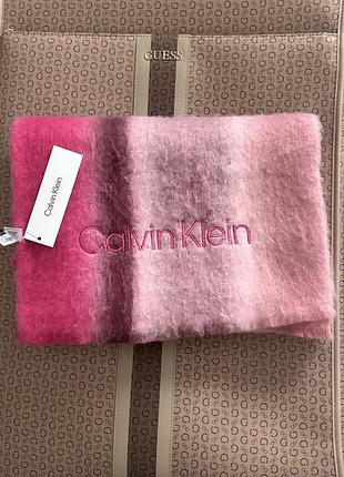 Шарф calvin klein рожевий у смужку 210х40 см