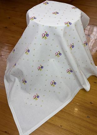 Скатертина vintage бавовняна з вишивкою 88х83 см