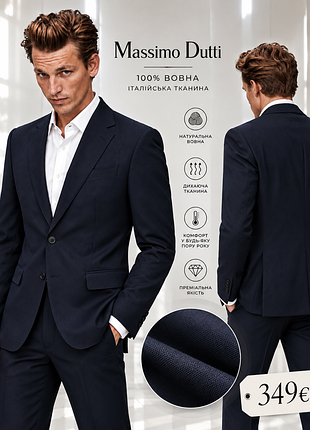 Massimo dutti шикарный мужской пиджак из 100% шерсти personal tailoring italian fabric