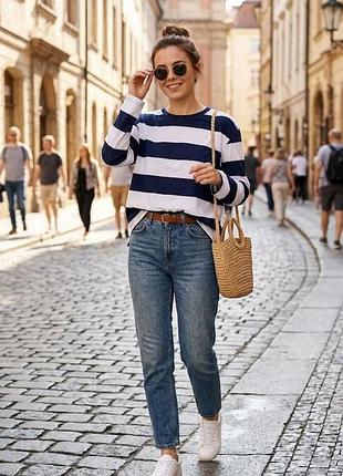 Полосатый лонгслив h&m оверсайз унисекс / тельняшка из 100% хлопка