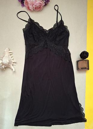 Пеньюар жіночий marks & spencer чорний з мереживом розміри s, m