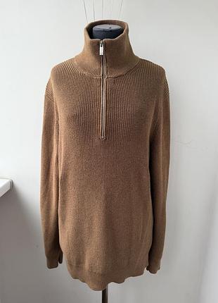 Чоловічий котоновий светр кофта manor man на блискавці (колір camel), розмір xl