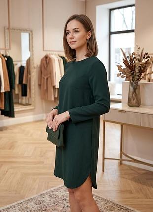 Элегантное изумрудное платье h&amp;m с оригинальным подолом «тюльпан»