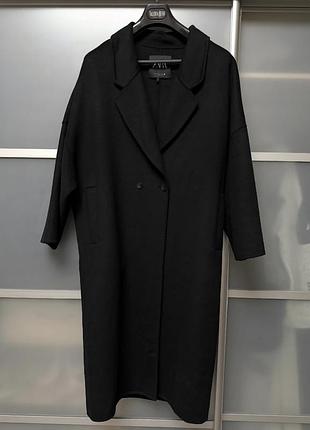 Пальто zara жіноче оверсайз чорне xs