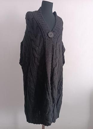 Жіночий в'язаний жилет-кардиган чорний s/m мохер вовна made in italy