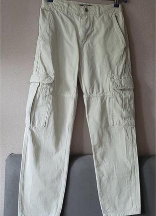 Джинсы карго багги белые zara m 2