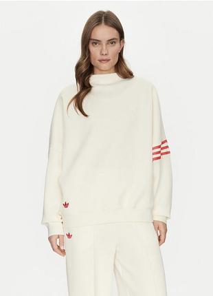 Світшот жіночий adidas молочний з червоними смужками