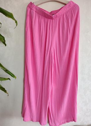 Брюки літні кольору рожевого повну на l, xl віскоза 100%