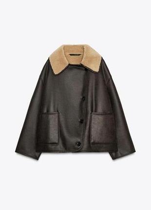 Дубленка zara xs, s, m, коричневая дубленка 3548/241/800