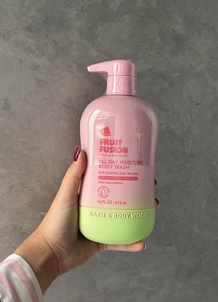Поживний гель для душу з дозатором watermelon whirl fruit fusion  bath & body works watermelon whirl (473 мл)