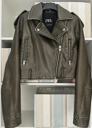 Куртка жіноча zara косуха оверсайз оливкова