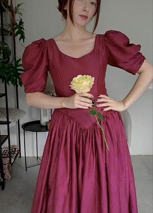 Винтажное платье в стиле laura ashley с пышной юбочкой и корсетным верхом