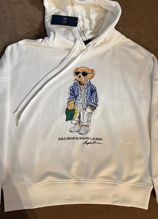 Худі polo ralph lauren біле з принтом polo bear