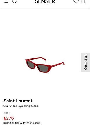 Сонцезахисні окуляри saint laurent sl277 котяче око червоні