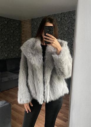 Сіра еко шуба, біла шубка коротка