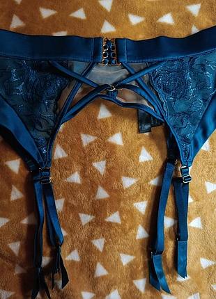 Пояс для чулок под атлас, сеточка с вышивкой, ann summers s, 34-36