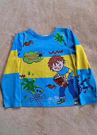 Дитяча кофта жахливий генрі horrid henry блакитно-жовта 116-128 розмір