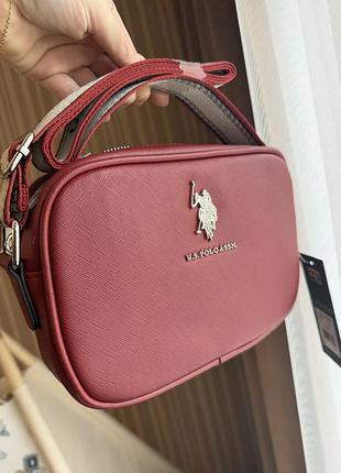 Сумка жіноча u.s. polo assn. бордова через плече