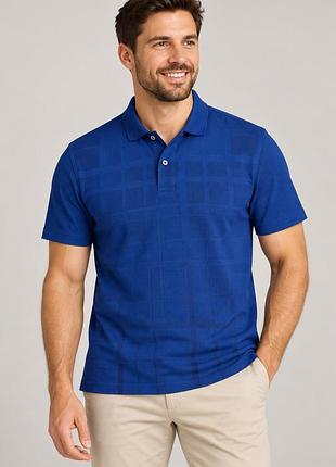 Чоловіча футболка поло boss, синя, s, мерсеризована бавовна (100% cotton)