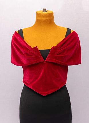 Бархатный корсетный топ со спущенными плечами ✂️oh polly 📍размер eur 42, u9 14, us 10 (детали в описании)